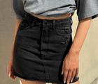 Country Denim Denim A-line Raw Hem Mini Skirt CGK1009-BLACK Light Wash Denim A-line Mini Skirt Splash Swimwear Black / 6 1000031474