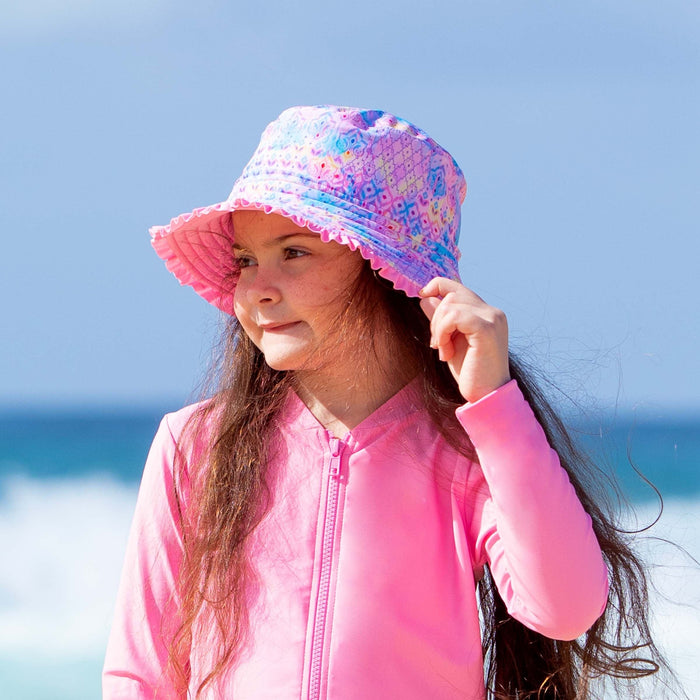 Girls Miss Sea Princess Sunhat - Pink Sea - Salty Ink - Splash Swimwear  - girls 00-7, girls hat, new accessories, new arrivals, new kids, salty ink - Splash Swimwear 