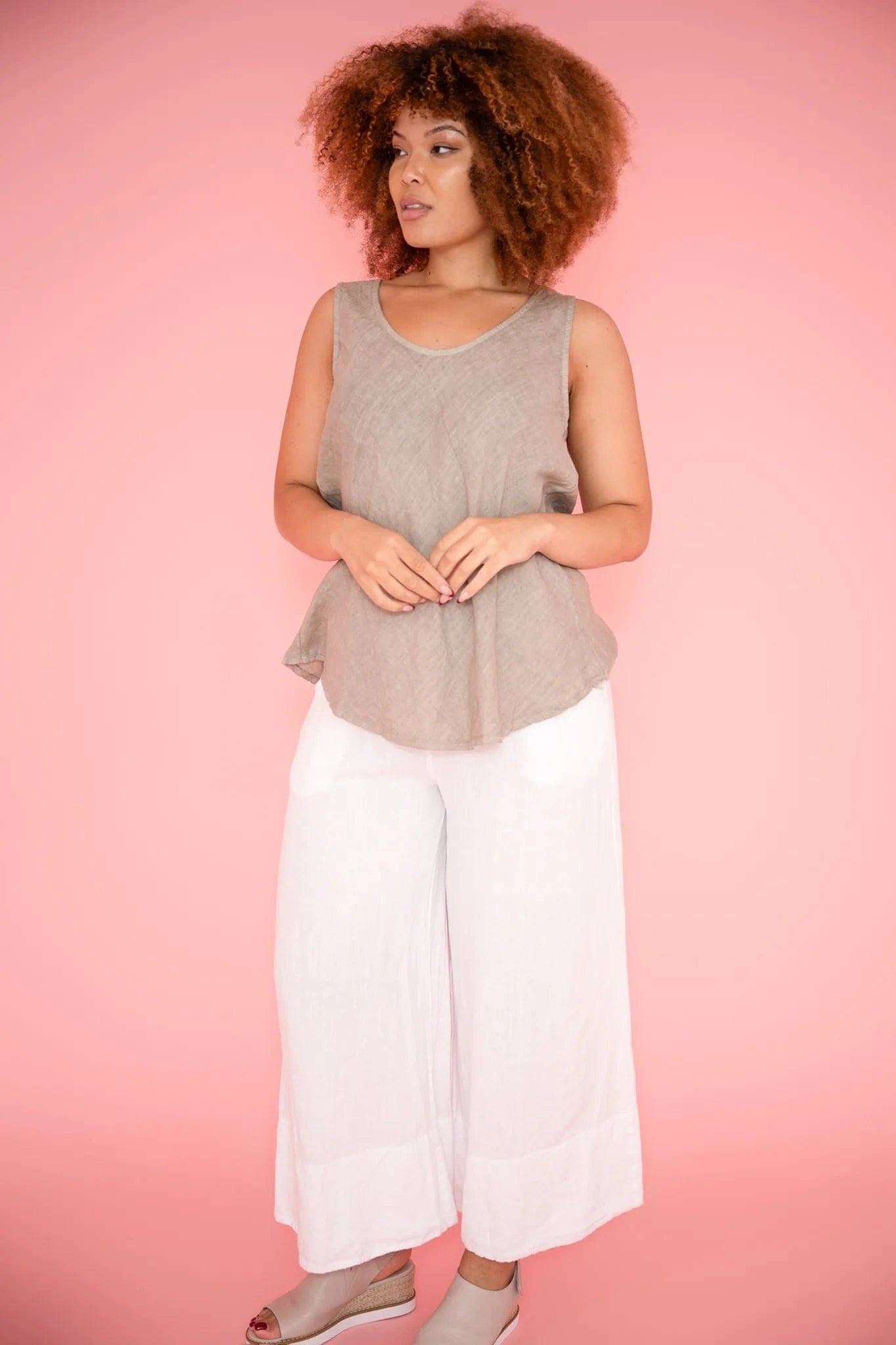 Donna Donna Camio Linen Staple Top Camio Linen Staple Top Splash Swimwear Clothing Top