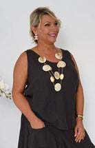 Donna Donna Camio Linen Staple Top Camio Linen Staple Top Splash Swimwear Clothing Top Cocco / S/M 13417CCS