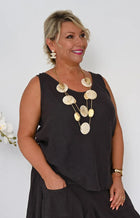 Donna Donna Camio Linen Staple Top Camio Linen Staple Top Splash Swimwear Clothing Top Cocco / S/M 13417CCS