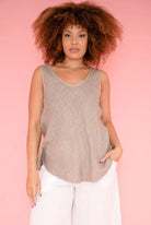 Donna Donna Camio Linen Staple Top 13417 Camio Linen Staple Top Splash Swimwear Clothing Top Fango / S/M 1417FS