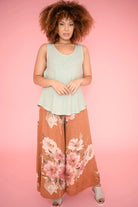 Donna Donna Camio Linen Staple Top 13417 Camio Linen Staple Top Splash Swimwear Clothing Top Greenbay / S/M 1000024339