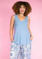 Donna Donna Camio Linen Staple Top 13417 Camio Linen Staple Top Splash Swimwear Clothing Top Jeans / S/M 1000016381