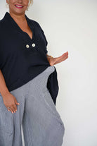 Donna Donna Donna Donna Alicia Pant - Navy Pinstripe Alicia Pant 2440 Black Check | Donna Donna Splash Swimwear Pant