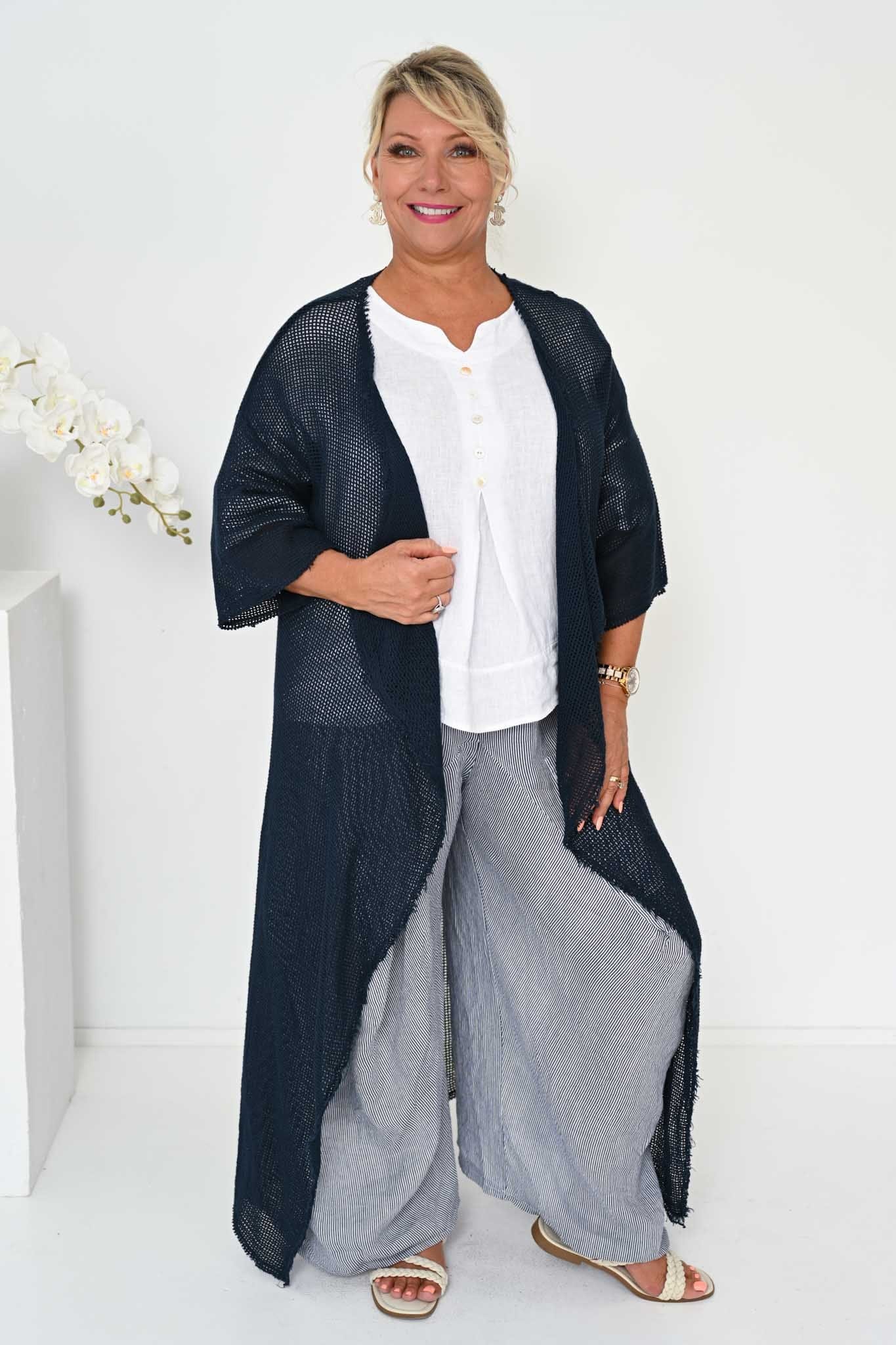 Donna Donna Donna Donna Alicia Pant - Navy Pinstripe Alicia Pant 2440 Navy Pinstripe | Donna Donna Splash Swimwear Pants