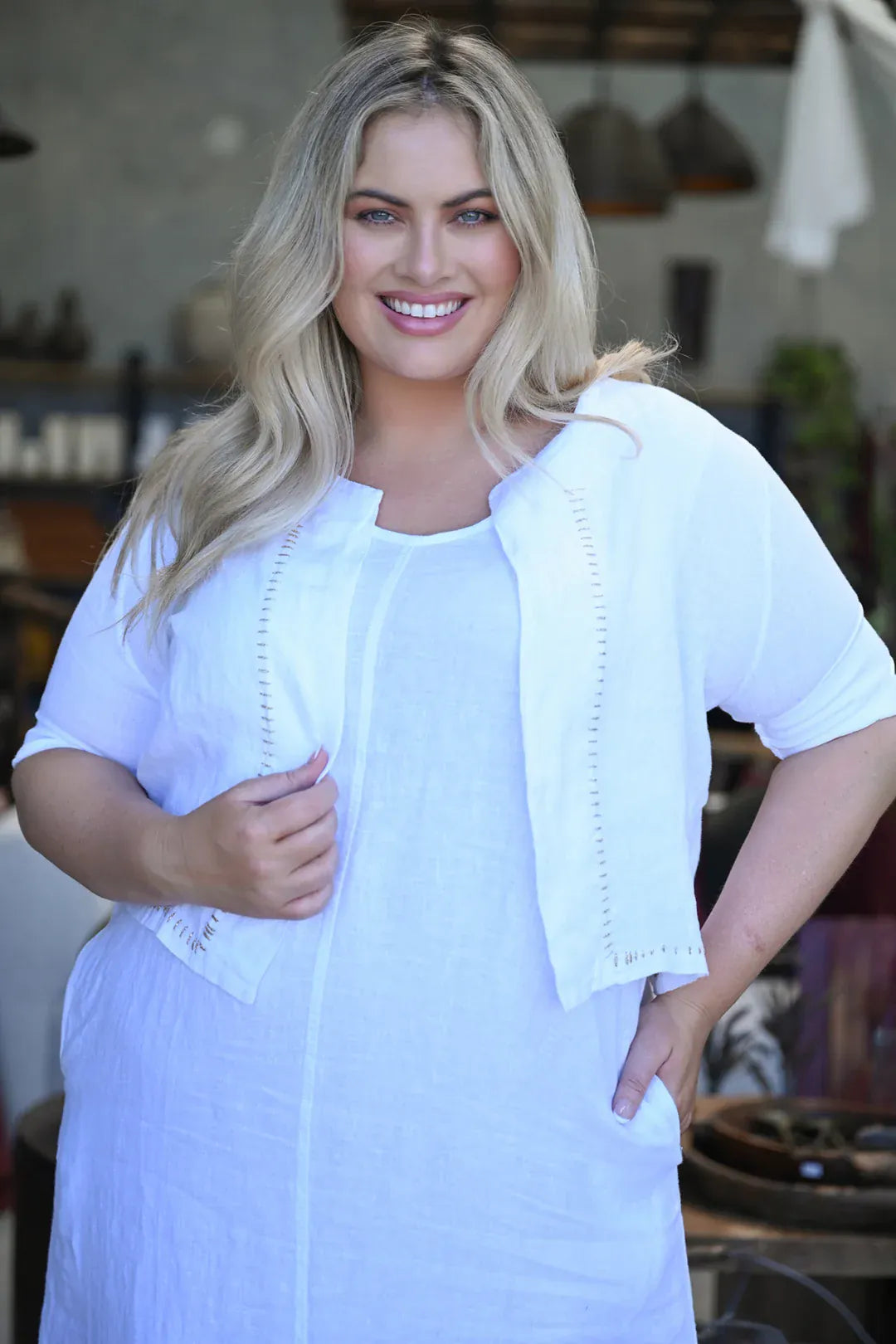 Donna Donna Donna Donna Buon Jacket - White Donna Donna Buon Jacket - White Splash Swimwear Jackets & Jumpers