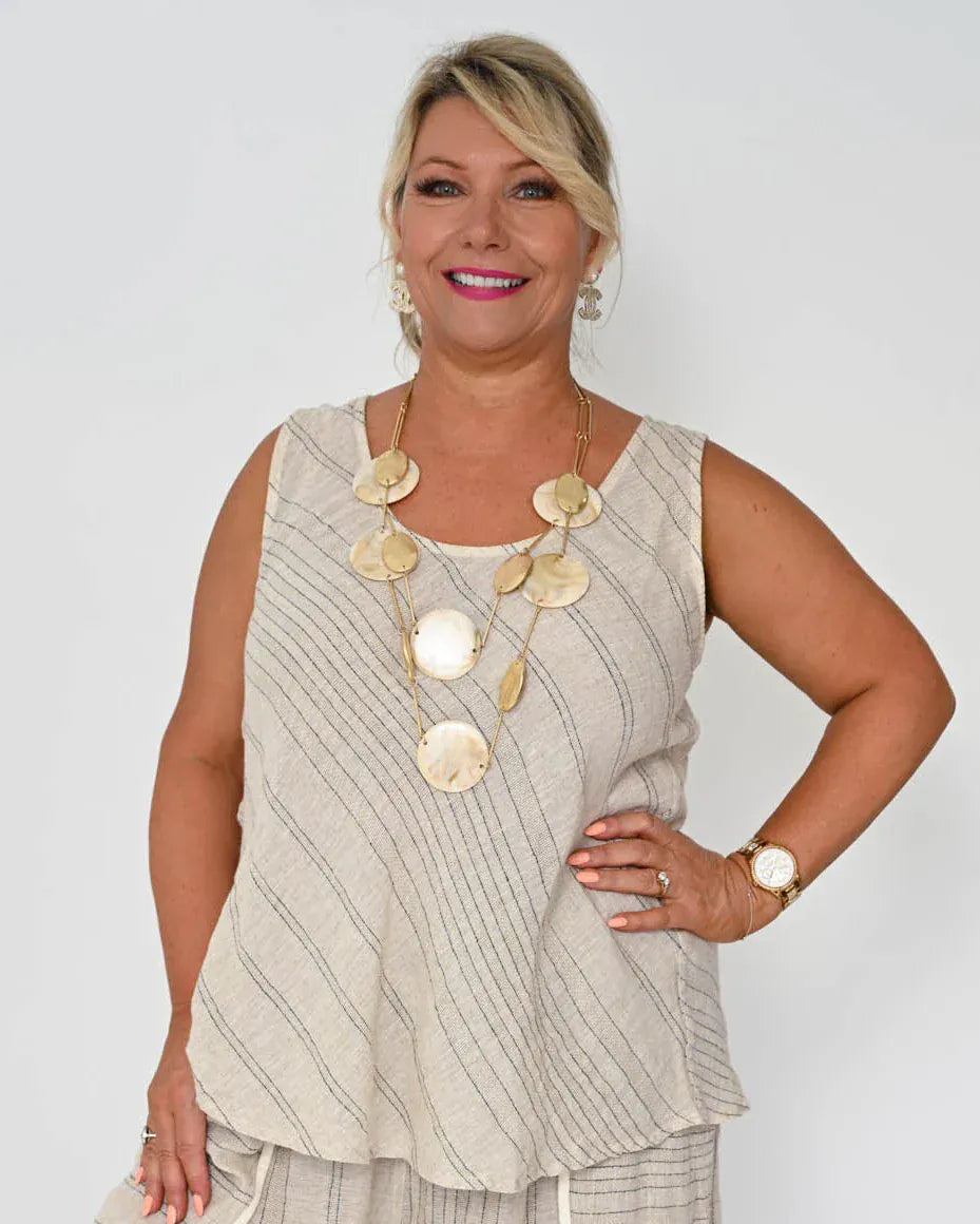 Donna Donna Donna Donna Enzo Camio - Beige Donna Donna Enzo Camio - Beige Splash Swimwear Clothing Top