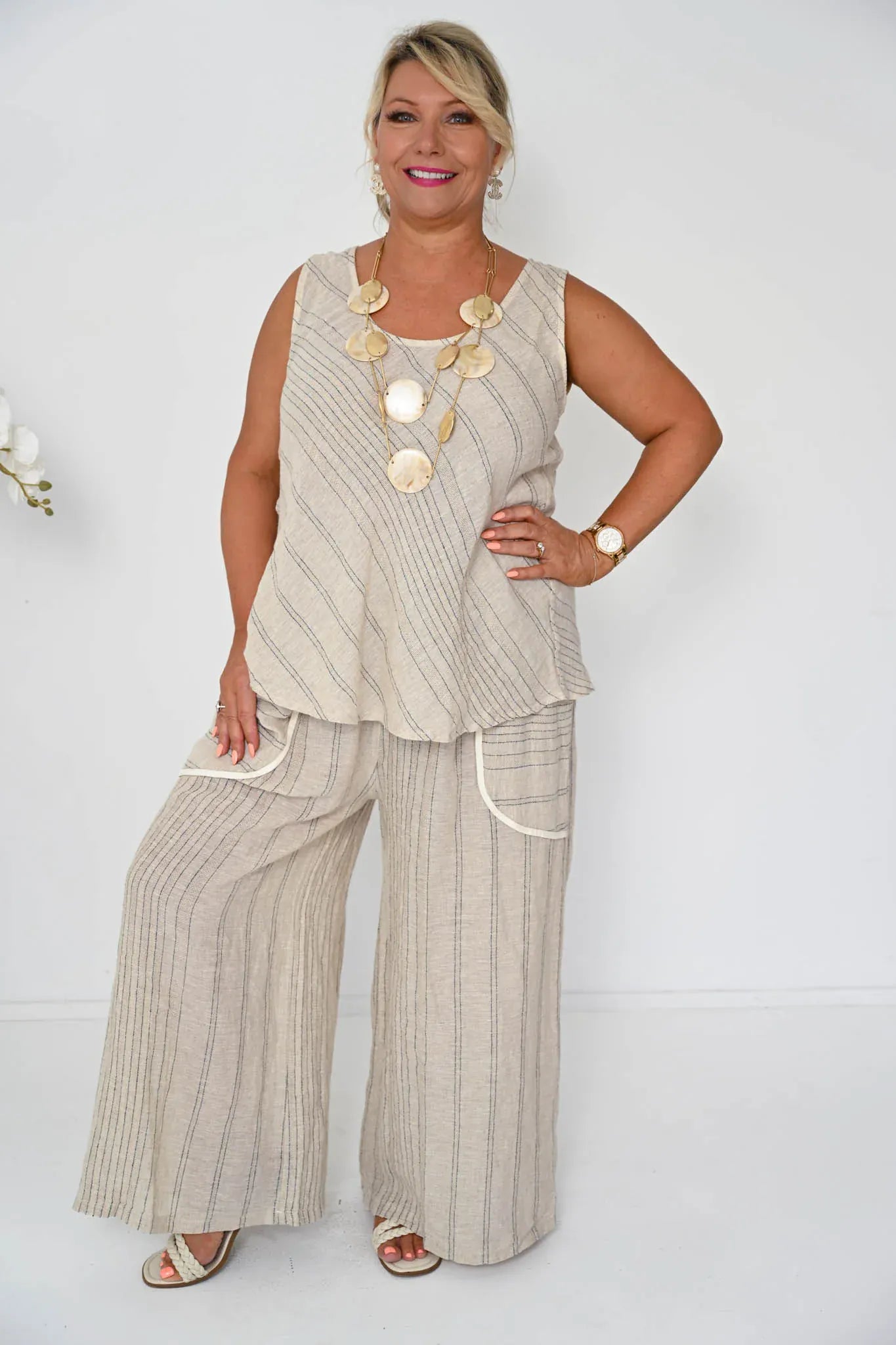 Donna Donna Donna Donna Enzo Pant - Beige ENZOPB Enzo Pant 140421 | Donna Donna Splash Swimwear Pant Beige / OS