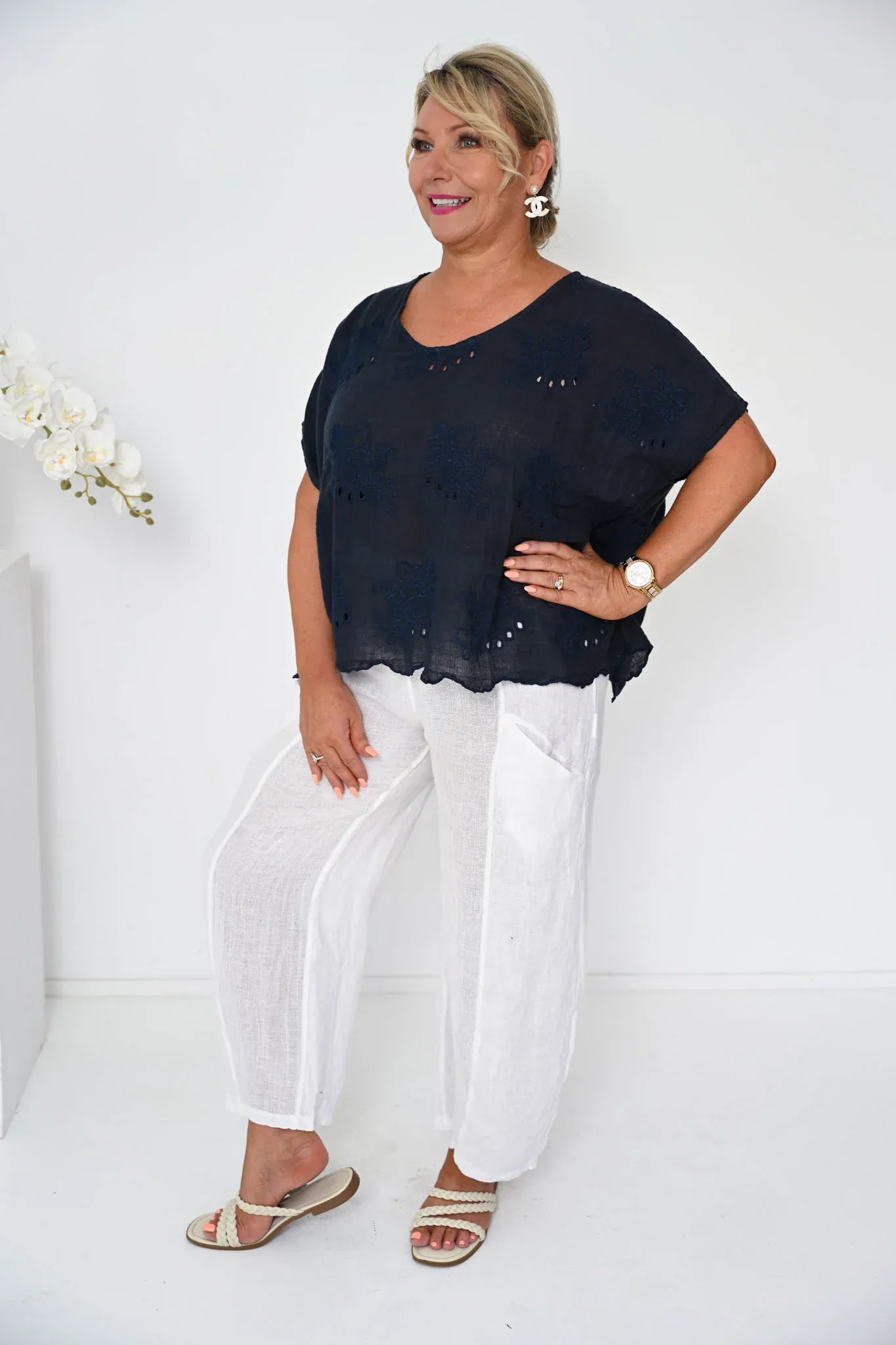 Donna Donna Donna Donna Golossa Pant - White Donna Donna Golossa Pant - White Splash Swimwear Pants