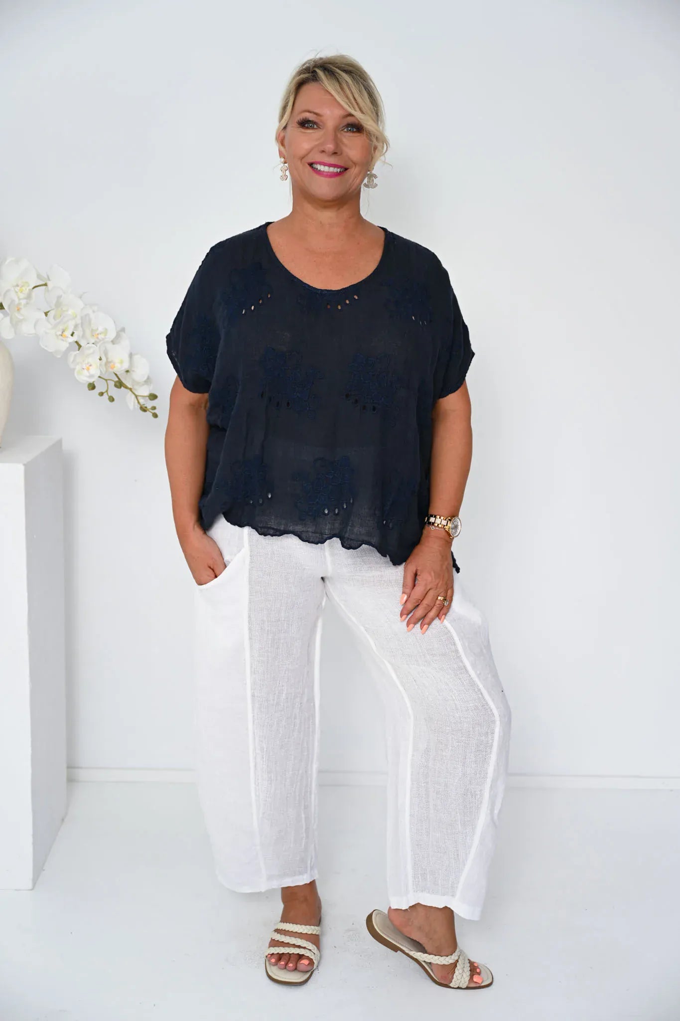 Donna Donna Donna Donna Golossa Pant - White Donna Donna Golossa Pant - White Splash Swimwear Pants