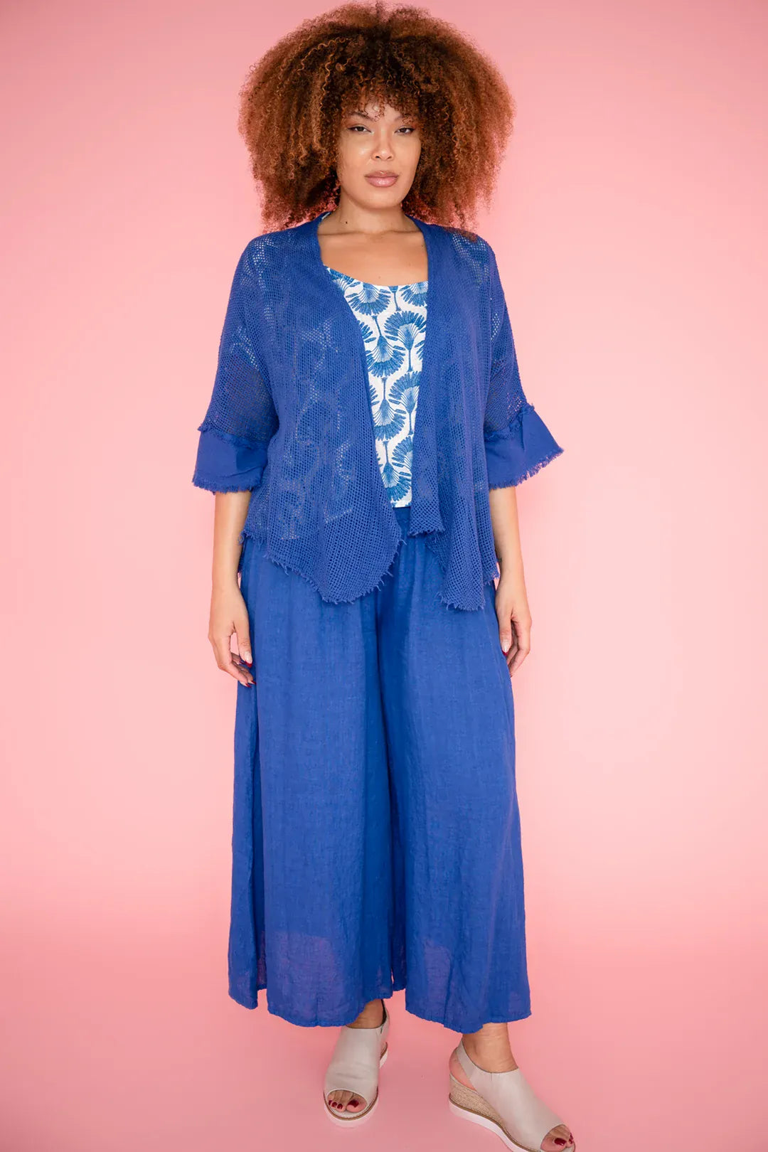Donna Donna Donna Donna Linen Collot Pant - Royal Blue 5201RY Donna Donna Linen Collot Pant - Royal Blue Splash Swimwear Pants O/S 5201RY