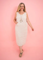 Donna Donna Donna Donna Lisa Stripe Dress - Beige Donna Donna Lisa Stripe Dress - Beige Splash Swimwear Dresses