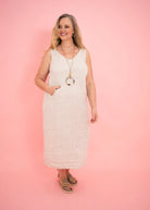 Donna Donna Donna Donna Lisa Stripe Dress - Beige Donna Donna Lisa Stripe Dress - Beige Splash Swimwear Dresses