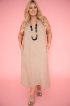 Donna Donna Donna Donna Marcellina Sleeveless Dress - Cashmere Marcellina Dress 12022 Cashmere | Donna Donna Splash Swimwear Dress