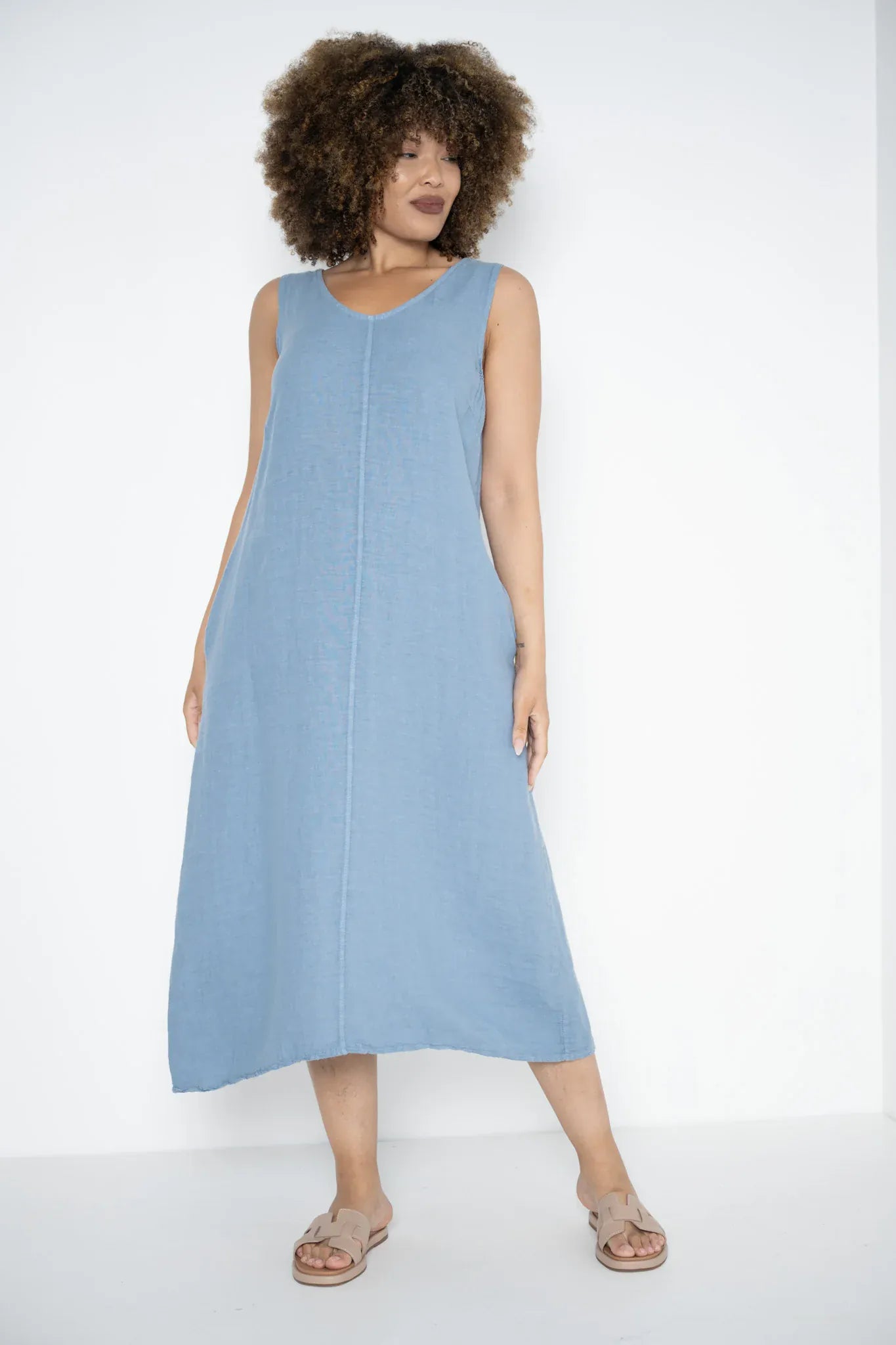 Donna Donna Donna Donna Marcellina Sleeveless Dress - Jeans Donna Donna Marcellina Sleeveless Dress - Jeans Splash Swimwear Dresses
