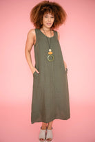 Donna Donna Donna Donna Marcellina Sleeveless Dress - Khaki Donna Donna Marcellina Sleeveless Dress - Khaki Splash Swimwear Dresses