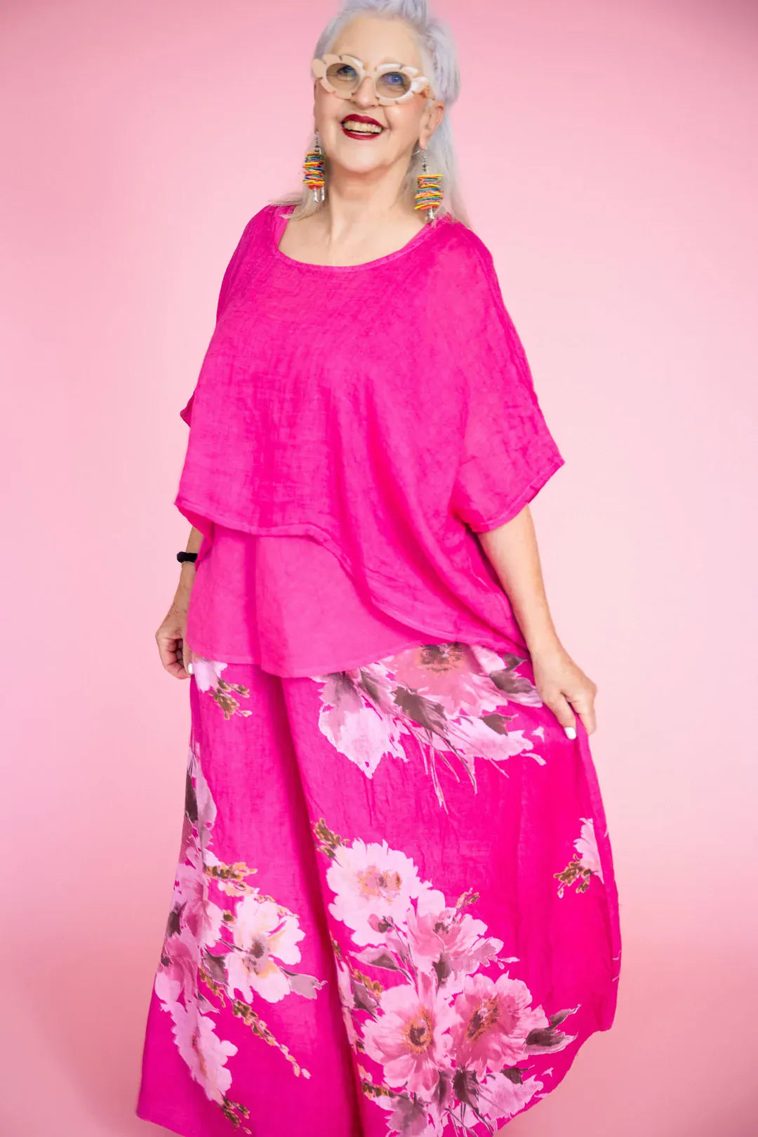Donna Donna Donna Donna Tuscan Top Donna Donna Tuscan Linen Top Splash Swimwear Tops Fuchsia / O/S 2861FU