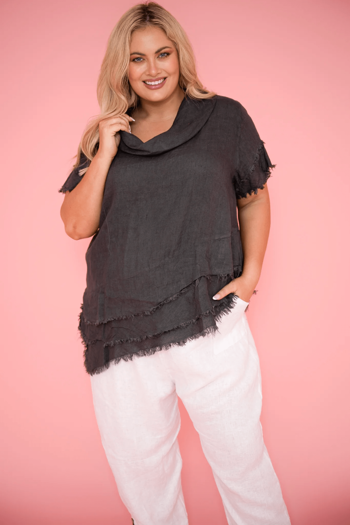 Donna Donna Gucci Top Donna Donna Tuscan Linen Top Splash Swimwear Tops S/M / Gray