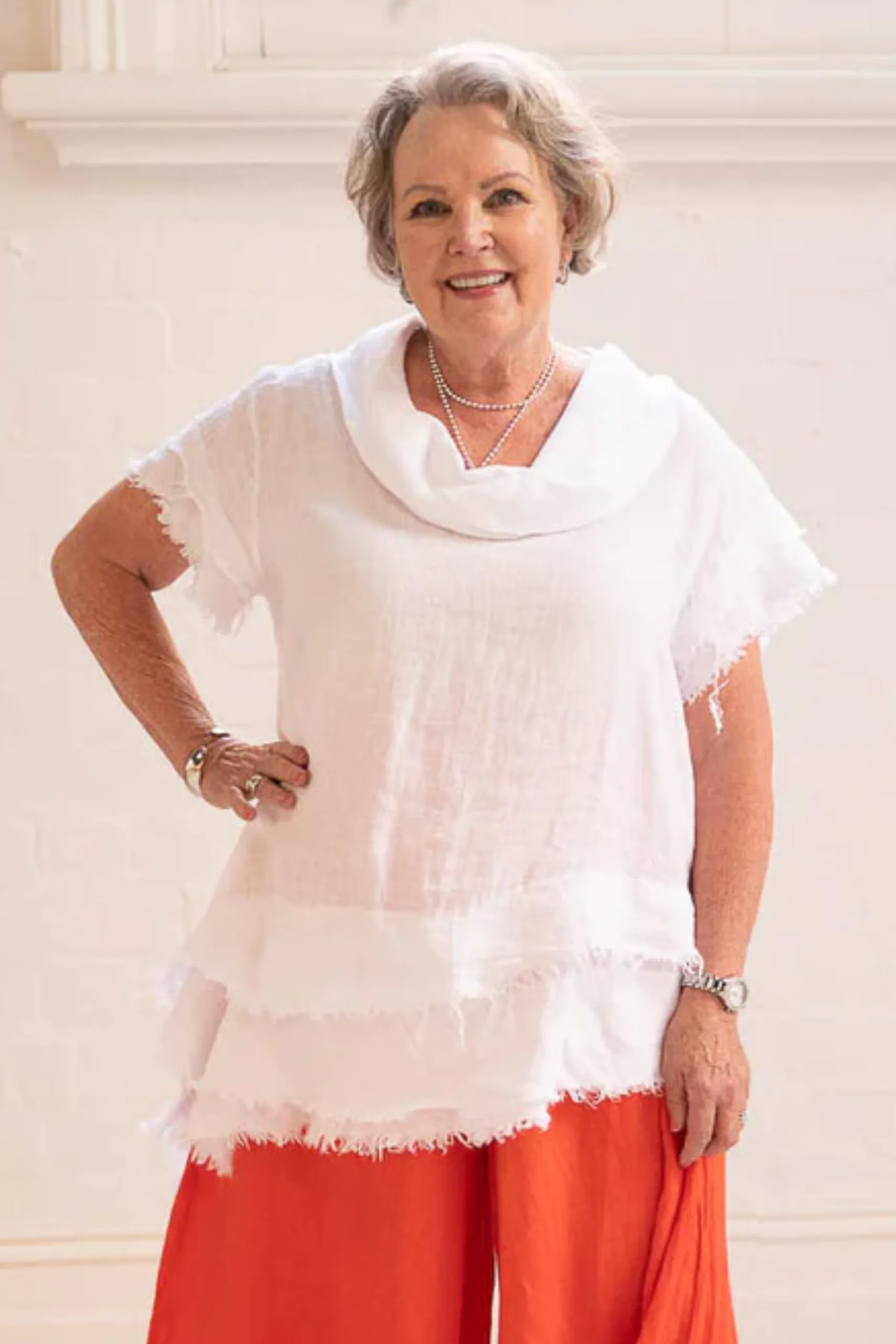 Donna Donna Gucci Top Donna Donna Tuscan Linen Top Splash Swimwear Tops S/M / White