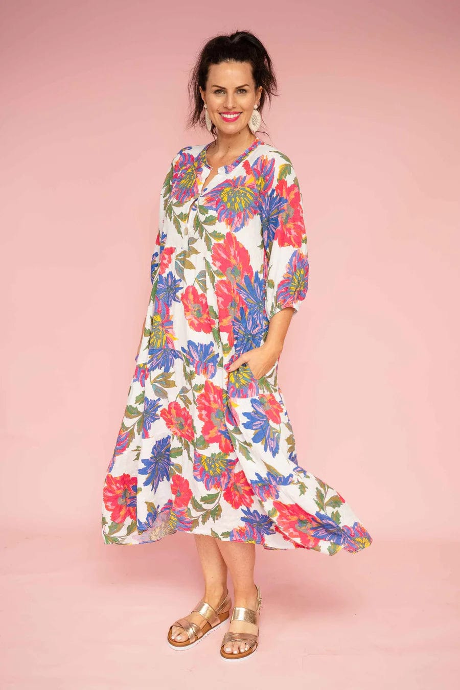 Donna Donna Dresses Tahiti Tropical Print Dress