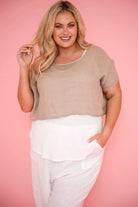 Donna Donna Tuscan Linen Top Donna Donna Tuscan Linen Top Splash Swimwear Tops Cashmere / O/S 147241CSH