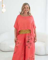 Donna Donna Tuscan Linen Top 2861 Donna Donna Tuscan Linen Top Splash Swimwear Tops Coral / O/S 1000015624