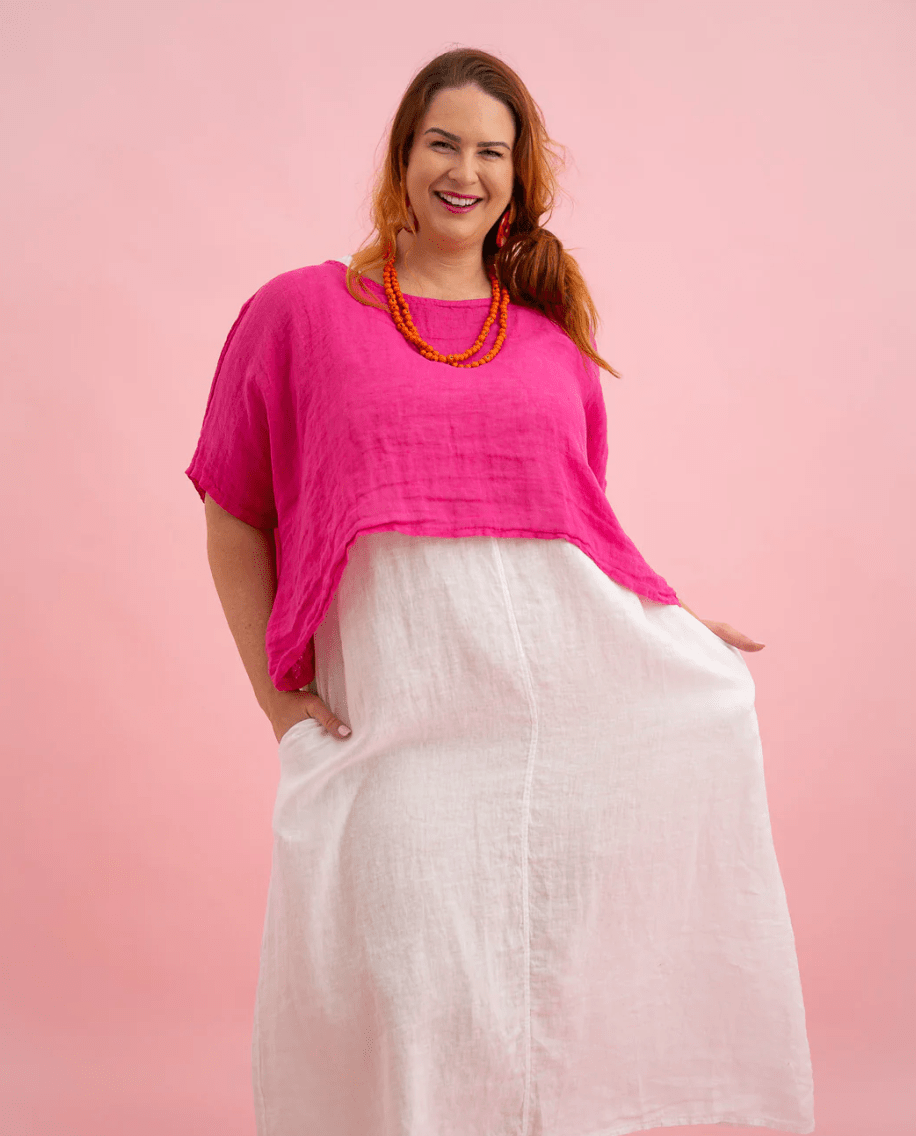 Donna Donna Tuscan Linen Top 2861 Donna Donna Tuscan Linen Top Splash Swimwear Tops Fuchsia / O/S 1000018286