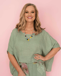 Donna Donna Tuscan Linen Top 2861 Donna Donna Tuscan Linen Top Splash Swimwear Tops Sage / O/S 1000015449