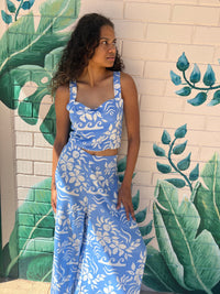 Elcee the Label Tops Hawaii Jada Crop - Blue