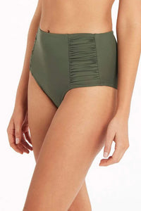Essentials Gathered Side High Waist Pant - Sea Level - Splash Swimwear  - bikini bottoms, Sea Level, Womens, womens swim - Splash Swimwear 