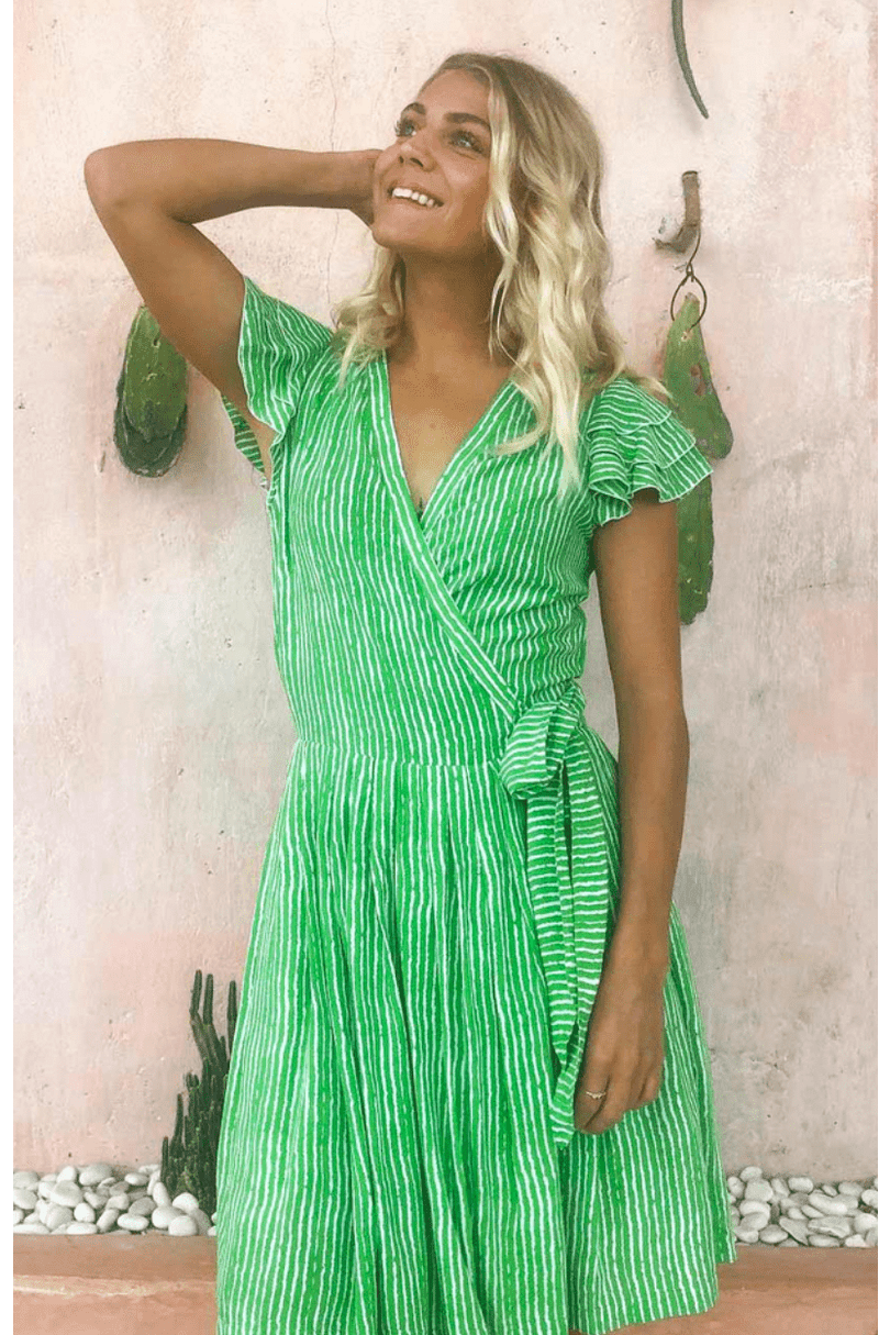 Feather and Find Gaia Dress - Long Grass Splash Swimwear Clothing