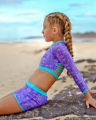 Fernleigh Avenue Bella Open Back Girls Swim Shorts Set Bella Open Back Girls Swim Shorts Set Splash Swimwear Kids Swimwear