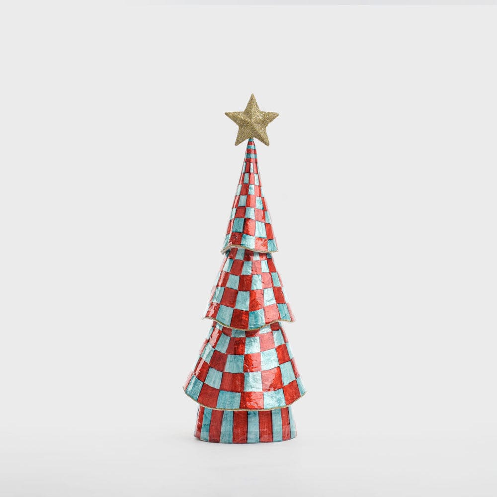 Florabelle Living Checkers Capiz Tree Red & Green X260910 Checkers Capiz Tree Red & Green Splash Swimwear Christmas Decoration 9339483304819
