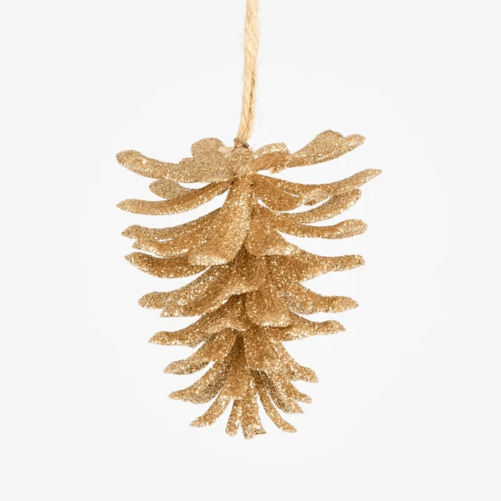 Florabelle Living Glitter Hanging Pinecone - Gold X250014 Glitter Hanging Pinecone - Gold Splash Swimwear Chirstmas Decorations