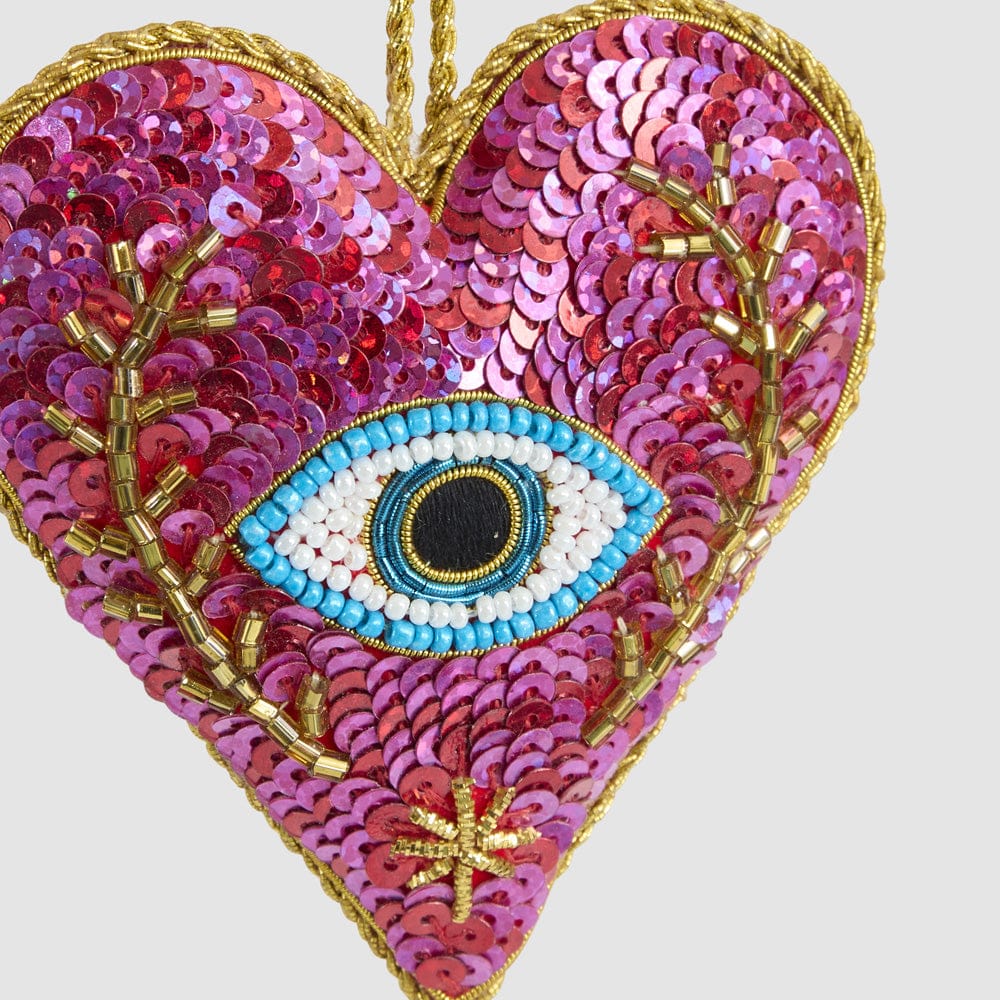 Florabelle Living Marrek Eye Heart Sequin Heart Decoration X261022 Marrek Eye Heart Sequin Heart Decoration Splash Swimwear Christmas Decoration 9339483305366