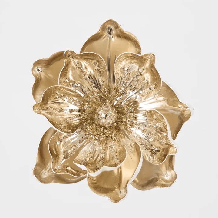 Florabelle Living Metallic Clip on Magnolia - Gold Metallic Clip on Magnolia - Gold Splash Swimwear Chirstmas Decorations