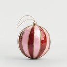 Florabelle Living Stripe Handpainted Capiz Bauble Red & Pink X260861 Stripe Handpainted Capiz Bauble Red & Pink Splash Swimwear Christmas Decoration 9339483304352