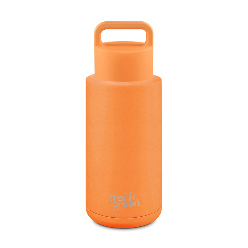 Frank Green Ceramic Reusable Bottle (Grip Finish) with Grip Lid - 34oz / 1L B85S09C20-20 Splash Swimwear Neon Orange 9357298016390