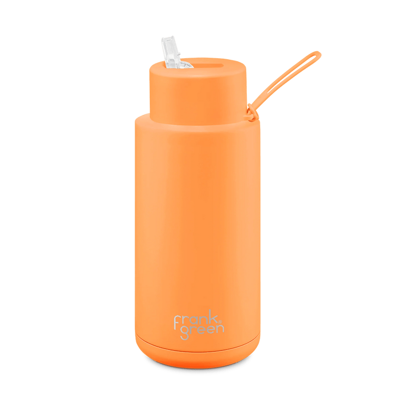 Frank Green Neon Ceramic Reusable Bottle - 34oz / 1L B05SO9C20-20-30 Splash Swimwear Neon Orange 9357298008050