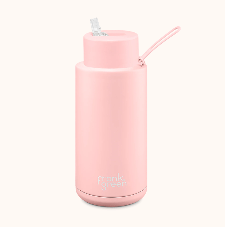 Frank Green Ultimate Ceramic Reusable Bottle with Straw 1L (34oz) Splash Swimwear Blushed 9357298005271