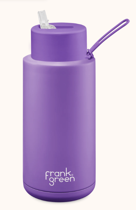 Frank Green Ultimate Ceramic Reusable Bottle with Straw 1L (34oz) B05809C62 Splash Swimwear Cosmic Purple 9357298015027