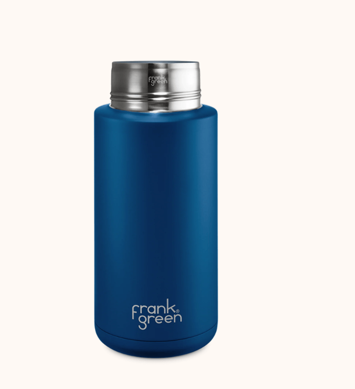 Frank Green Ultimate Ceramic Reusable Bottle with Straw 1L (34oz) Splash Swimwear Deep Ocean 9357298000412