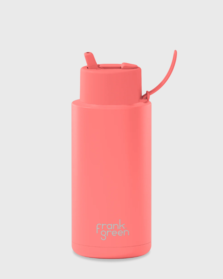 Frank Green Sweet Peach Ultimate Ceramic Reusable Bottle with Straw 1L (34oz)