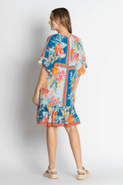 Function Design Lula Life Serilda Shirred Dress - Ocean Lula Life Serilda Shirred Dress - Ocean Splash Swimwear Clothing