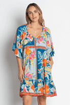 Function Design Lula Life Serilda Shirred Dress - Ocean Lula Life Serilda Shirred Dress - Ocean Splash Swimwear Clothing