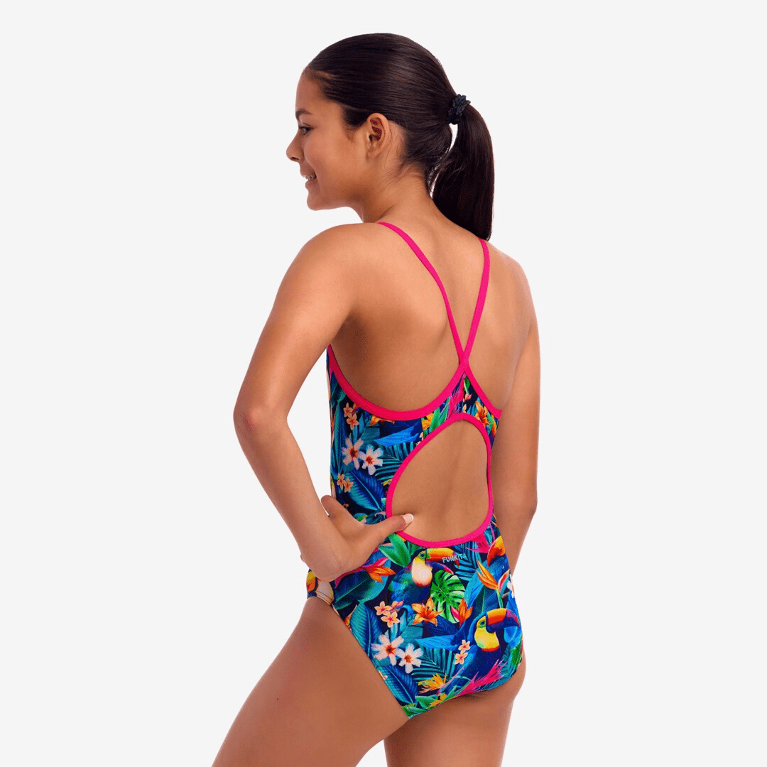 Funkita Funkita Girl's Diamond Back One Piece - Birdie Wordie Funkita Girl's Diamond Back One Piece - Birdie Wordie Splash Swimwear One Pieces