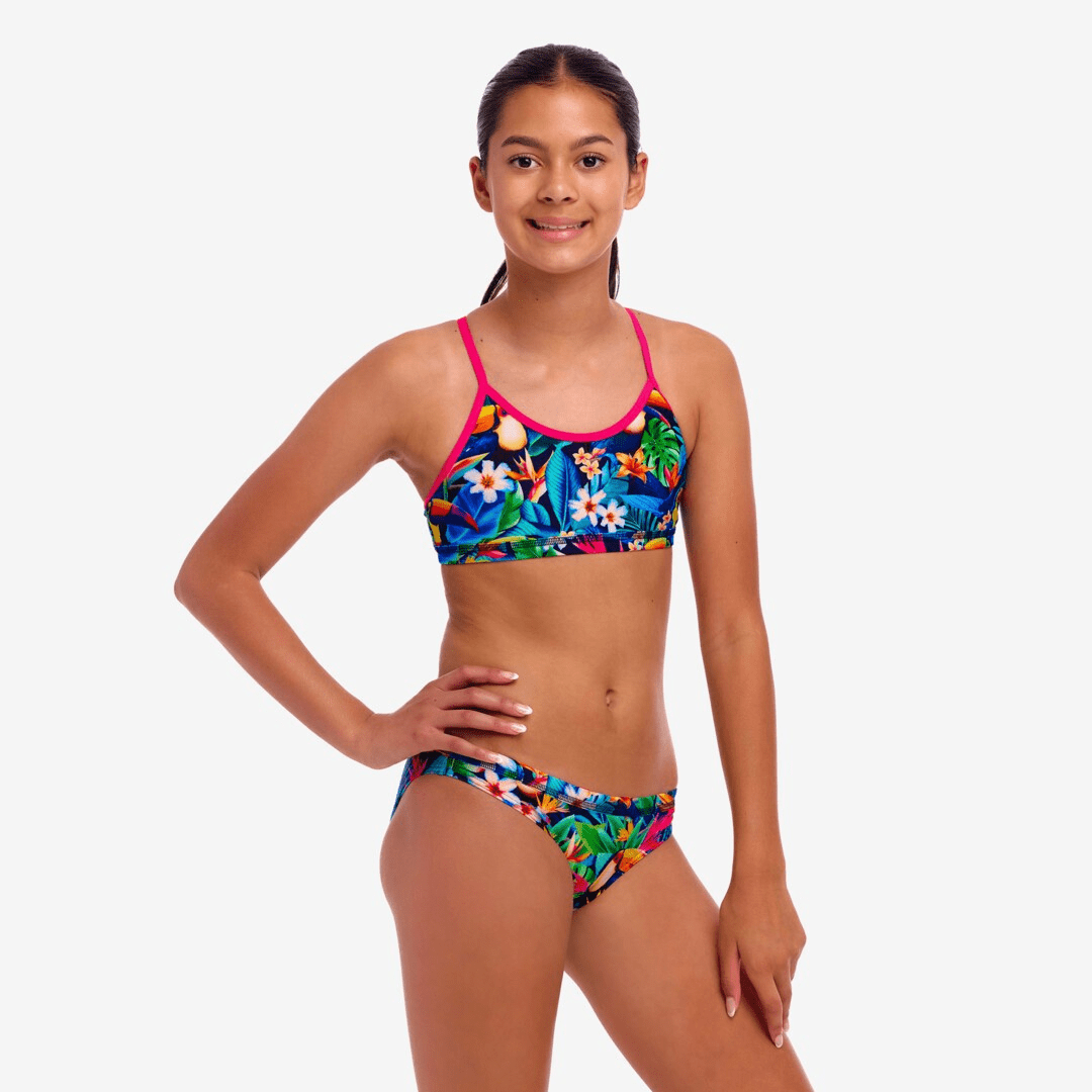 Funkita Funkita Girl's Racerback Two Piece - Birdie Wordie Funkita Girl's Racerback Two Piece - Birdie Wordie Splash Swimwear One Pieces