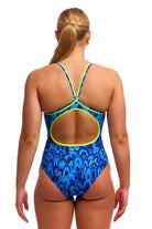 Funkita Funkita Ladies Diamond Back One Piece - Hill Billy Blues Funkita Ladies Diamond Back One Piece - Hill Billy Blues Splash Swimwear One Piece