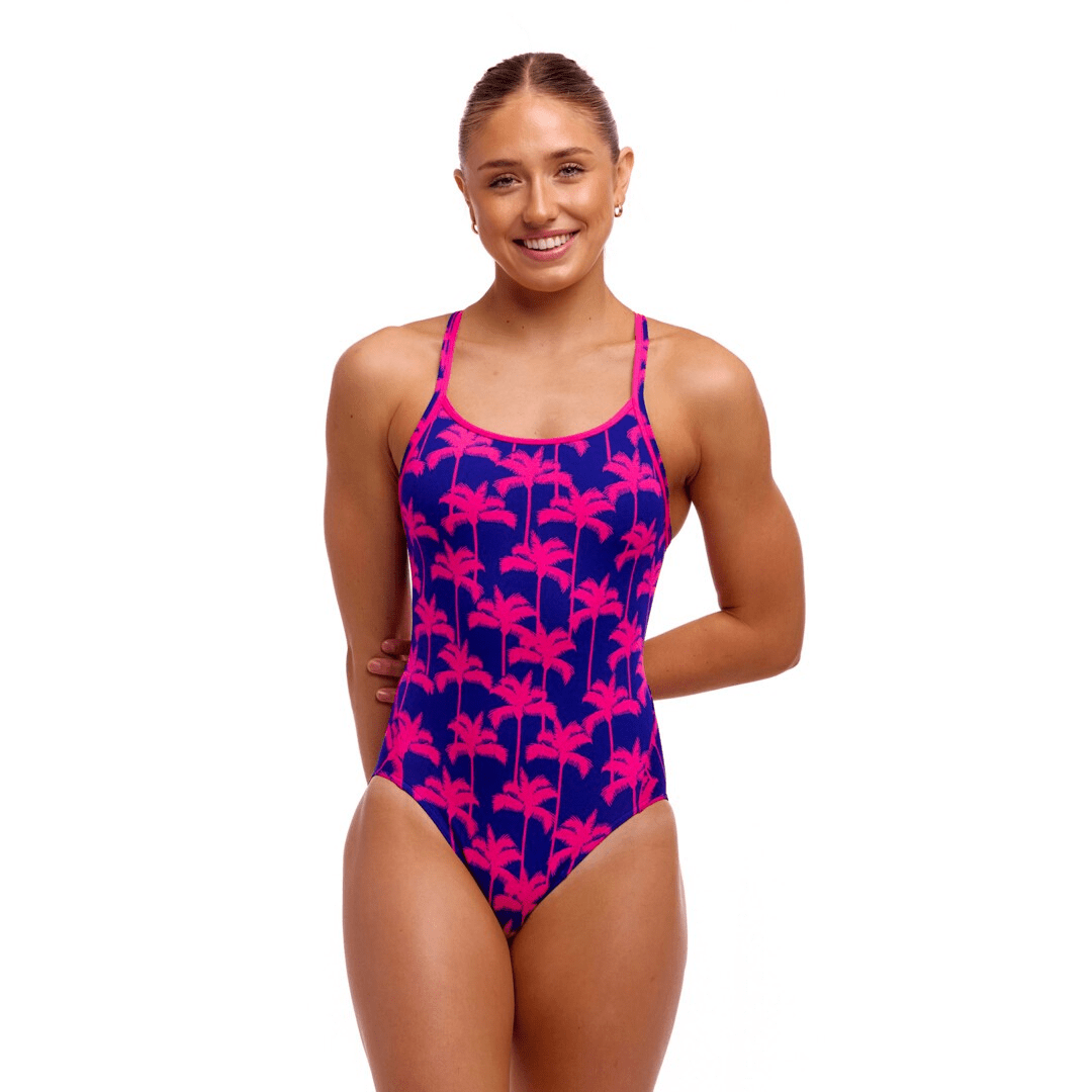 Funkita Funkita Ladies Diamond Secure One Piece - Pinky Palms Funkita Ladies Diamond Secure One Piece - Pinky Palms Splash Swimwear One Pieces